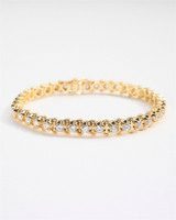 14K Yellow Gold Add-A-Link Starter Tennis Bracelet with 0.12ct Round Brilliant Cut Diamond Link, 7.25 Inch