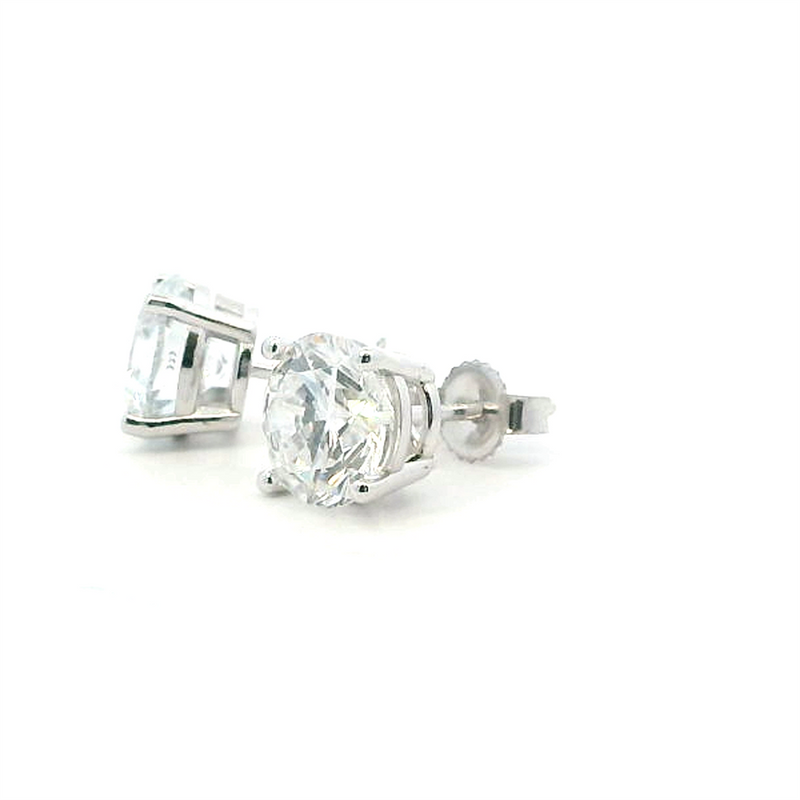 Classic & Contemporary 14K Gold White Lab-Grown 3.0 Carats Diamond Stud 4 Prong Earrings