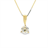 Elegant Diamond Necklaces 10K Gold Yellow 1/2 Carats Diamond Martini Prong Solitaire Pendant Necklace - 18 Inch