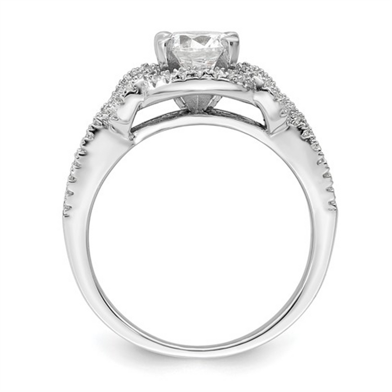 Bold & Elegant Sterling Silver White Halo Cubic Zirconia Promise/Engagement Ring Set, Size 7