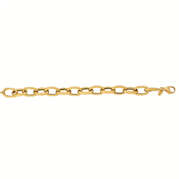 14K Yellow Gold Oval Polished Link Bracelet - 7.5 Inches