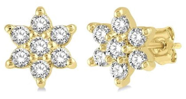 Yellow 10 Karat Gold 0.15 Carats Diamond Stud Earrings