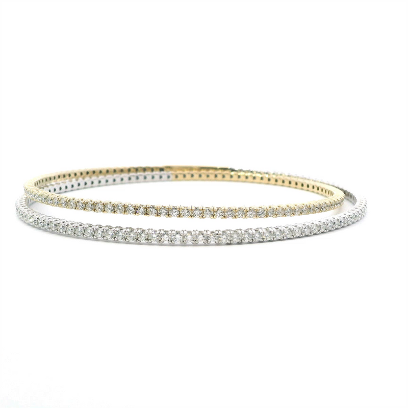 Sophisticated & Timeless Diamond Bracelets 14K Gold & Titanium Two-Toned Round Diamond Bangle Bracelet - 3.5 CTW