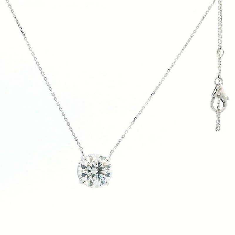 Elegant Diamond Necklaces 14K Gold White 3.02 Carats Lab Grown Diamond Solitaire Pendant Necklace - 18 Inch