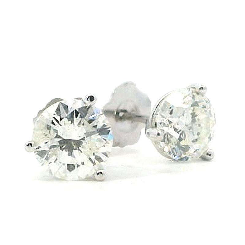 Classic & Contemporary 14K Gold White Natural 2.0 Carats Diamond Diamond Martini Set Stud Earrings