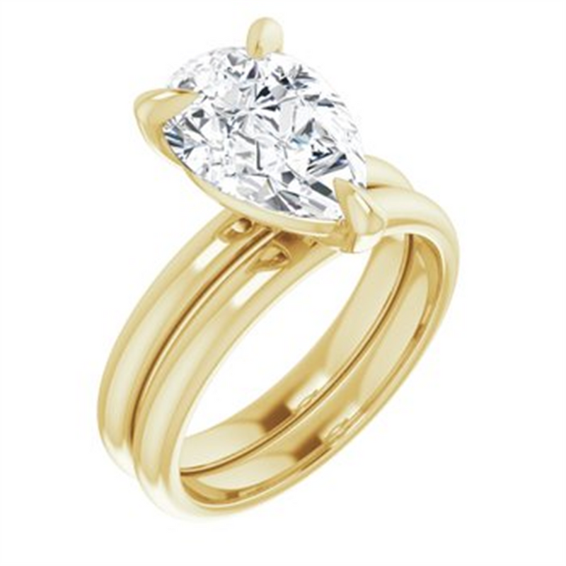 Yellow 14K Gold Pear Cut Solitaire Ring Mounting