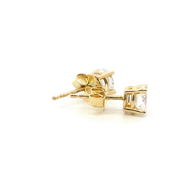 Classic & Contemporary 18K Gold Yellow Lab-Grown 3/4 Carats Diamond Stud Earrings, 4 Prong Setting