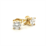 Classic & Contemporary 18K Gold Yellow Lab-Grown 3/4 Carats Diamond Stud Earrings, 4 Prong Setting