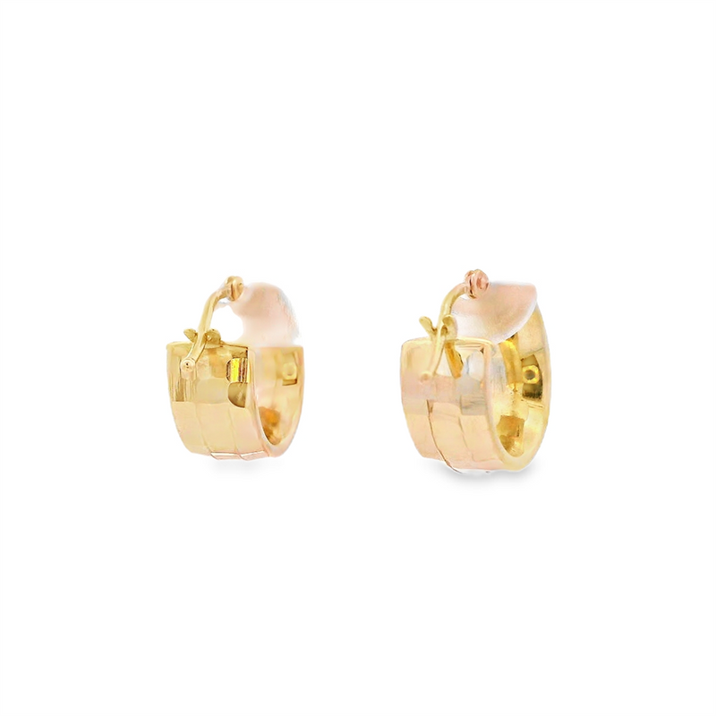 Elegant Precious Metal Earrings 14K Gold Yellow Huggie Faceted Earrings