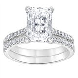 14K Gold White Accented Lab Grown Radiant Cut Diamond Engagement Ring - Lab-Grown 2.44 CTW Diamond