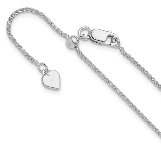 White Sterling Silver 1.3mm Wheat Chain