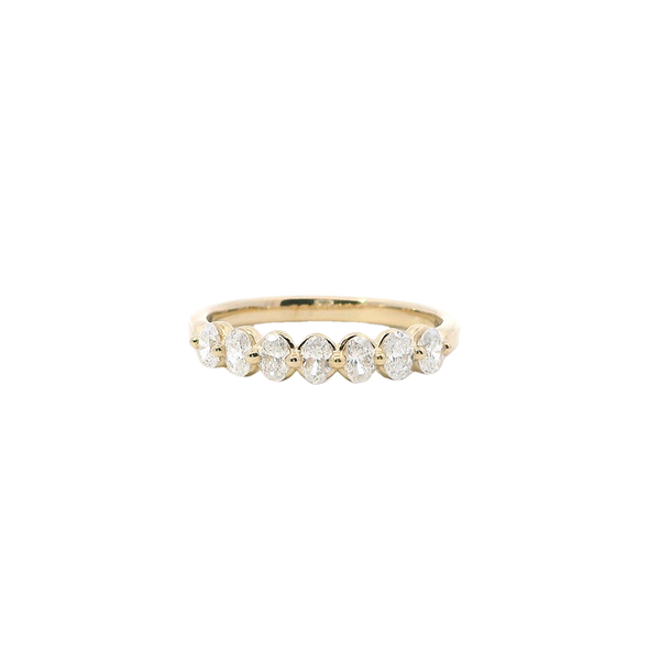 14K Yellow Gold Diamond Anniversary Ring, 0.60ctw, 7 Oval Diamonds