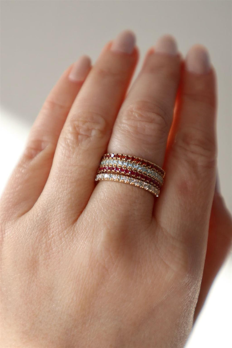 Bold & Elegant Color Stone Fashion Rings -  14K Gold Yellow Stackable 0.37 Carats Ruby Band