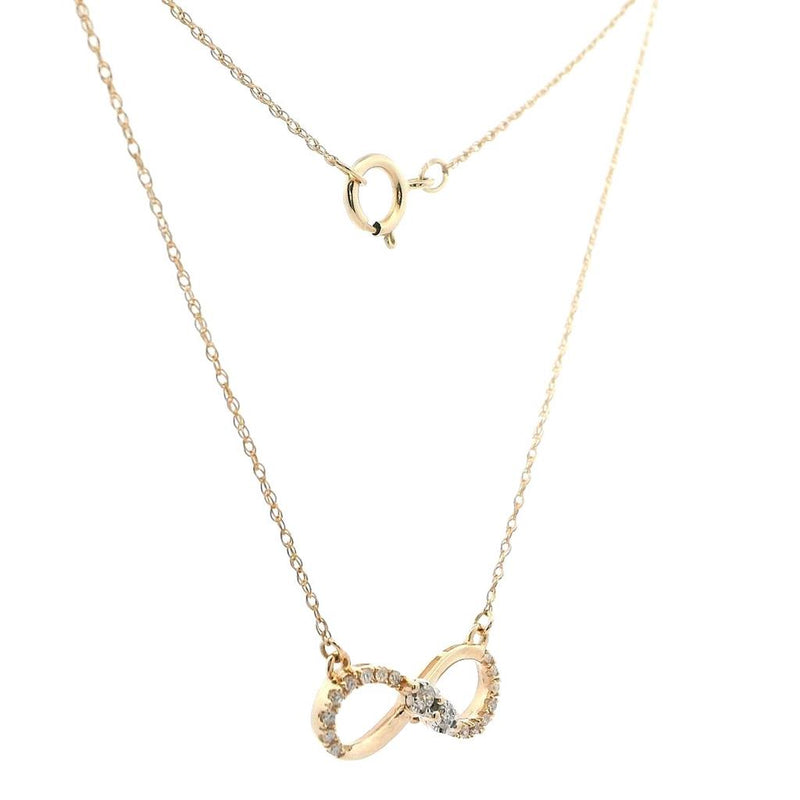 Elegant Diamond Necklaces & Pendants 14K Gold Yellow 0.10 Carats Diamond Infinity Pendant Necklace - 18 Inch