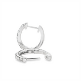 Classic & Contemporary 10K Gold White 1/2 Carats Diamond Medium Hinged 16.9mm Hoop Earrings