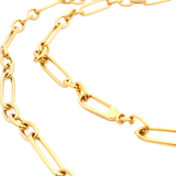 18K Yellow Gold 31-Inch Figaro Smooth Oval Link Precious Metal Chain