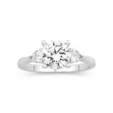MPJ Exclusive White 14 Karat Gold .42 Carats Diamond Round & PearThree Stone Engagement Ring