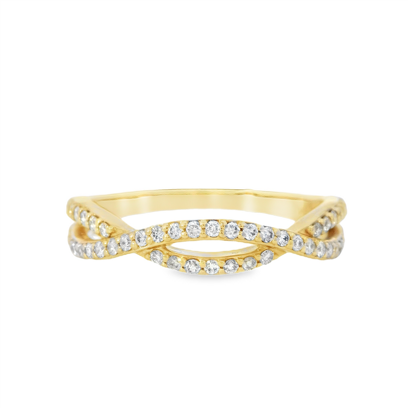 Yellow 14 Karat Gold 1/3 Carats Diamond Twist Anniversary Band