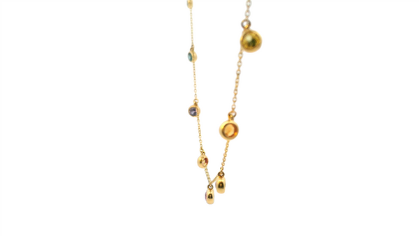 Vibrant 18K Gold Yellow 1.68 Carats Sapphires Necklace, 18 Inch