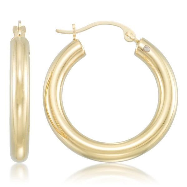 14K Yellow Gold Small Tube Hoop Earrings, 20.7x3.2mm