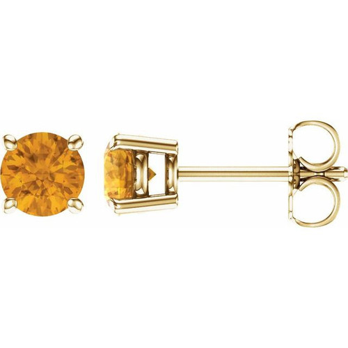 Yellow 14 Karat Gold 1.00 Carats Citrines Stud Earrings