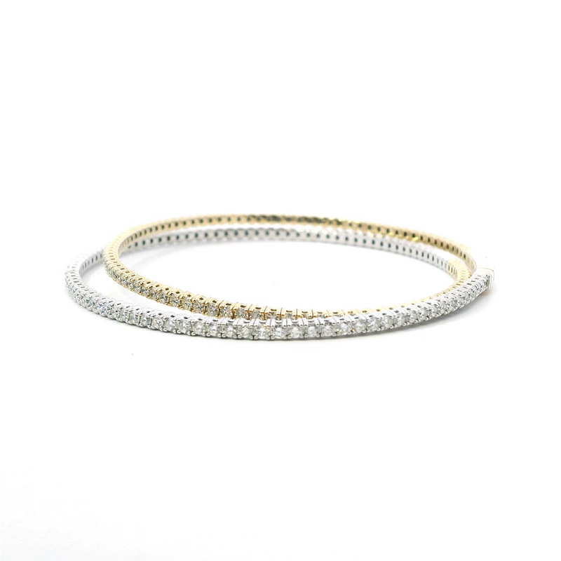 Sophisticated & Timeless Diamond Bracelets 14K Gold & Titanium Two-Toned Round Diamond Bangle Bracelet - 3.5 CTW