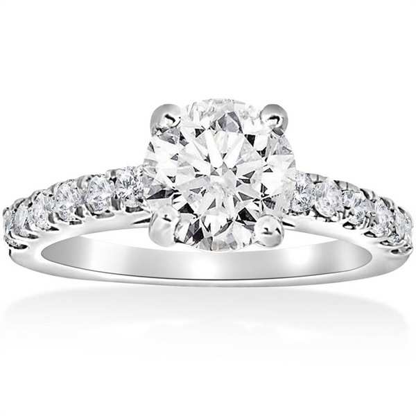 White 14 Karat Gold 0.25 Carats Round Diamond Stackable Semi-Mount Engagement Ring