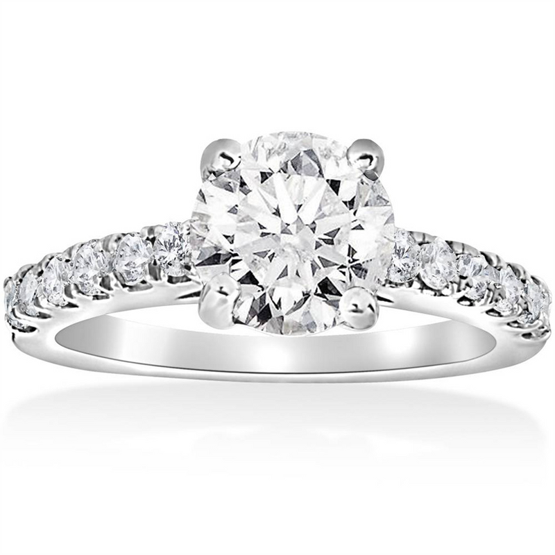 14KW White Gold 0.25 Carats Round Diamond Semi-Mount Engagement Ring