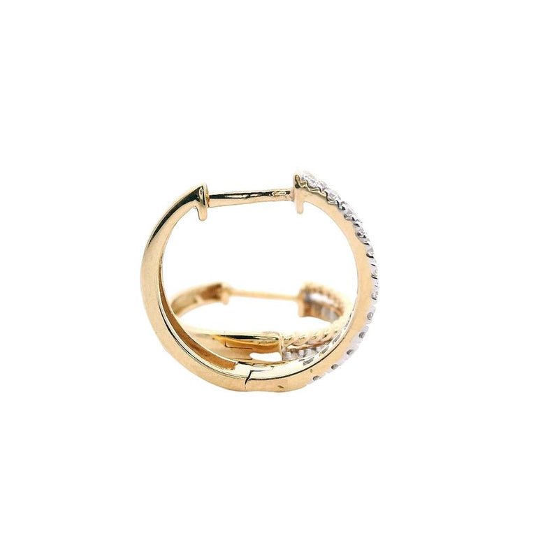 Classic & Contemporary 14K Gold Yellow 0.22 Carats Diamond 15.5mm Small Hoop Earrings