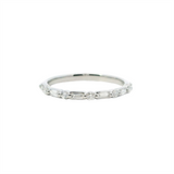 Elegant Diamond Bands 14K Gold White Stackable  1/4 Carats Baguettee & Round Diamond Anniversary Band