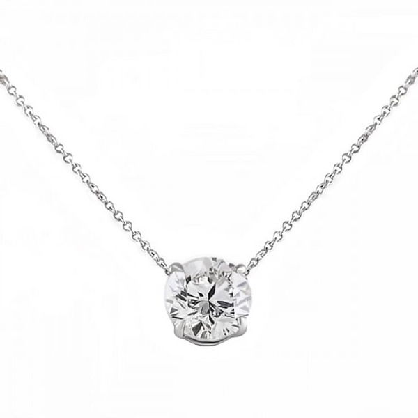 White 14 Karat Gold 0.73 Carats Diamond Solitaire Necklace