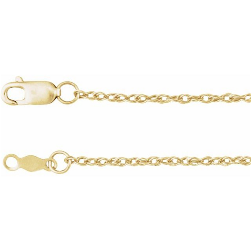 Elegant & Durable Designs 10K Gold Yellow Rope Chain, 18 Inch