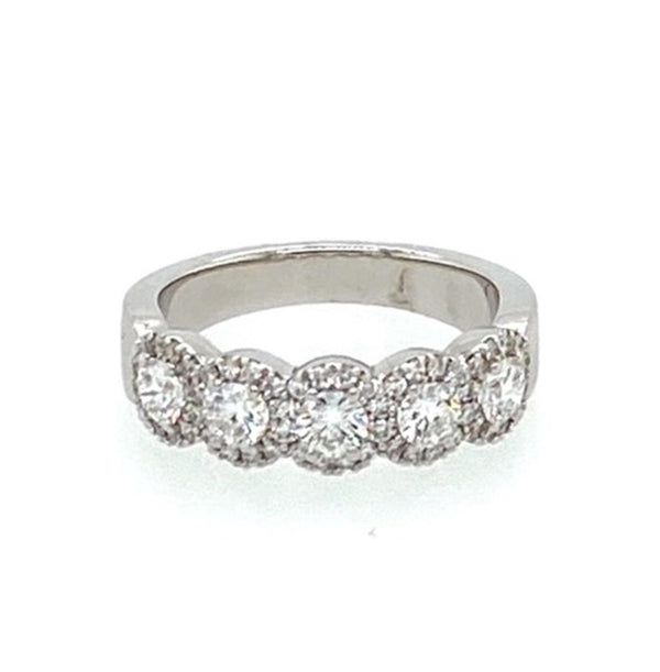 White 14 Karat Gold 1.10 Carats Diamond Halo Anniversary Band