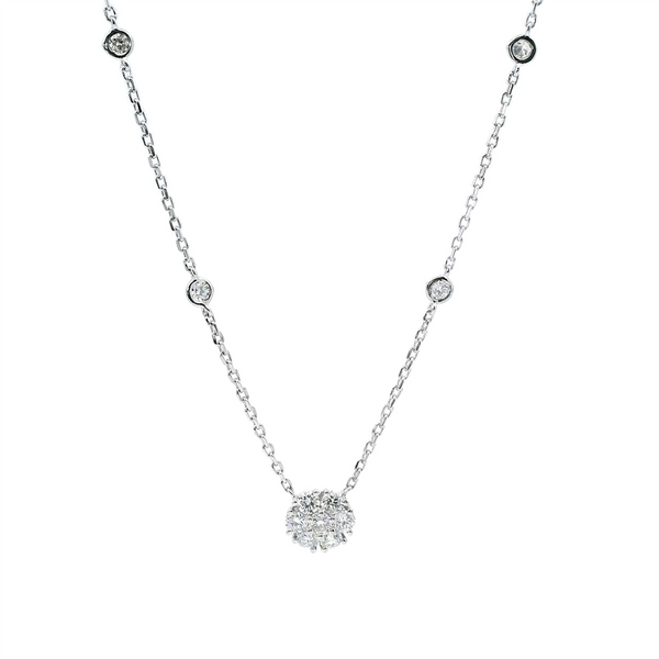 Elegant Diamond Necklaces 18K Gold White 0.79 Carats Diamonds Drop Necklace - 18 Inch