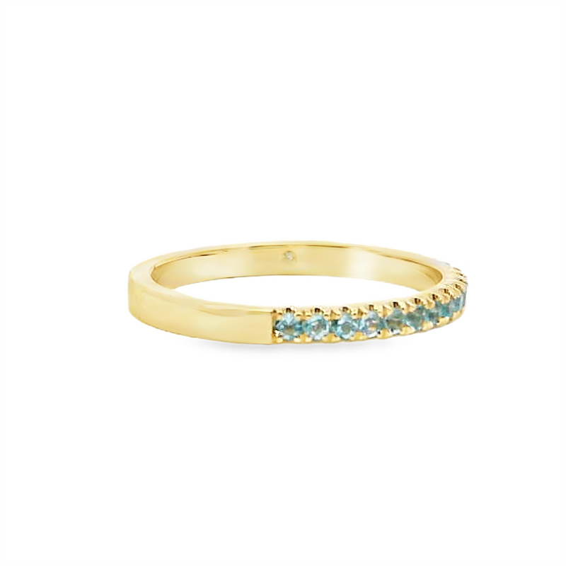 Bold & Elegant Color Stone Fashion Rings  MPJ Exclusive 14K Gold Yellow Stackable Blue Topaz 1/3 Carats Band