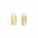 Elegant Precious Metal Earrings 14K Gold Yellow Medium Square Hoop Earrings