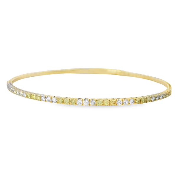 14K Yellow Gold Flex Diamond Bangle Bracelet with 0.93ct Diamonds, 6.75-inch Fit