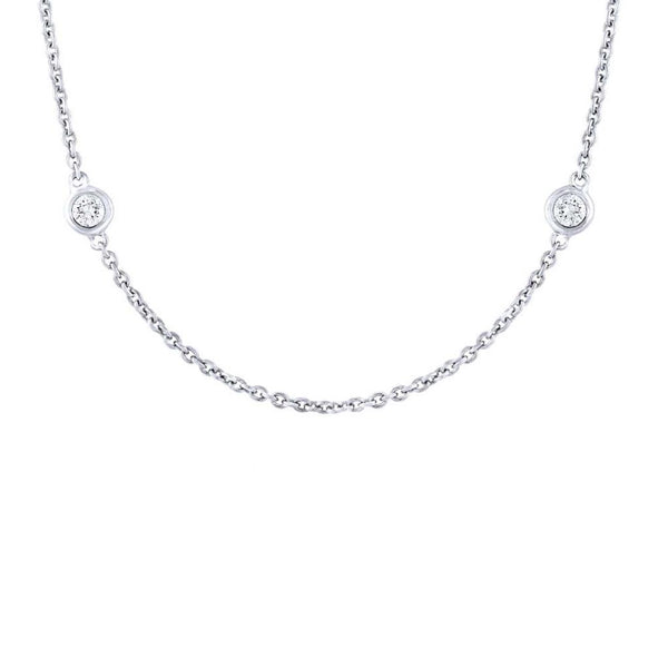 White 14 Karat Gold 0.28 Carats Diamond Station Necklace