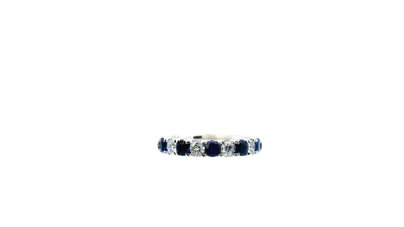 18K White Gold Stackable Sapphire & Diamond Band, 0.69ct Blue Sapphires & 0.41ct Diamonds