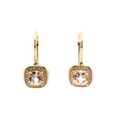 Vibrant Color Stone 14K Gold Yellow 1.75 Carats Morganite & 0.15 Carats Diamond Halo Dangle Earrings