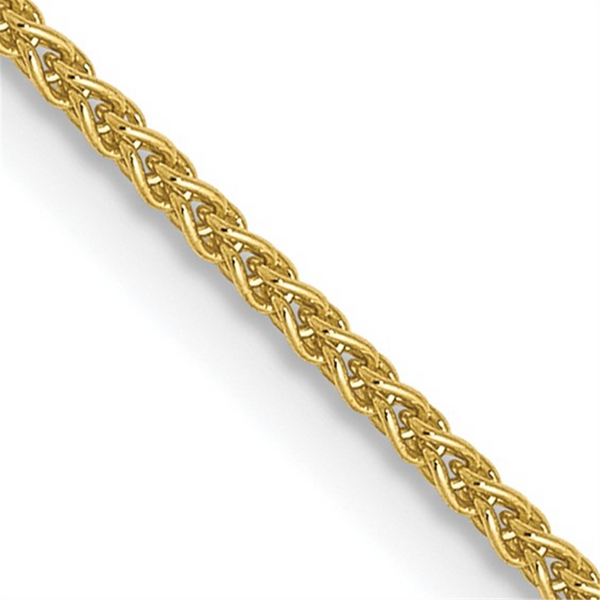 Elegant & Durable Designs 10K Gold Yellow 1mm Spiga Wheat Chain, 16 Inch