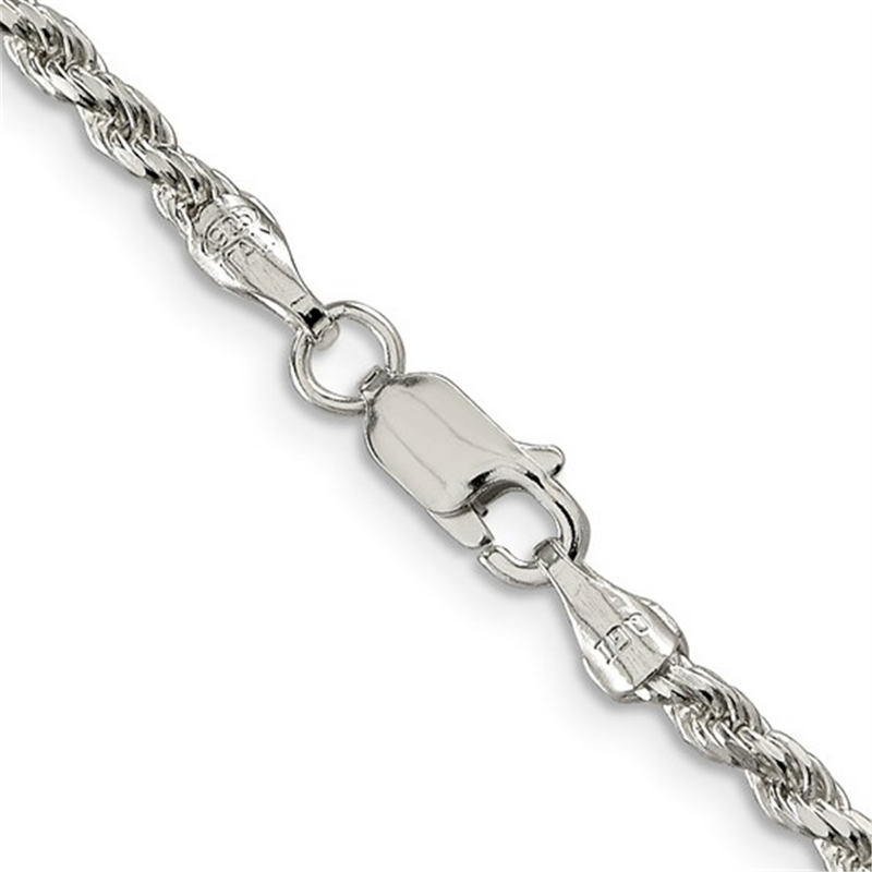 Sterling Silver Diamond Cut Rope Chain - Length 22 Inch