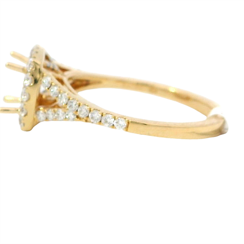 18K Yellow Gold Square Halo Engagement Ring Setting, 0.64ct F/G VS2