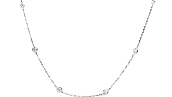 Elegant Diamond Necklaces 18K Gold White 2.16 Carats Diamond Station Necklace - 18 Inch