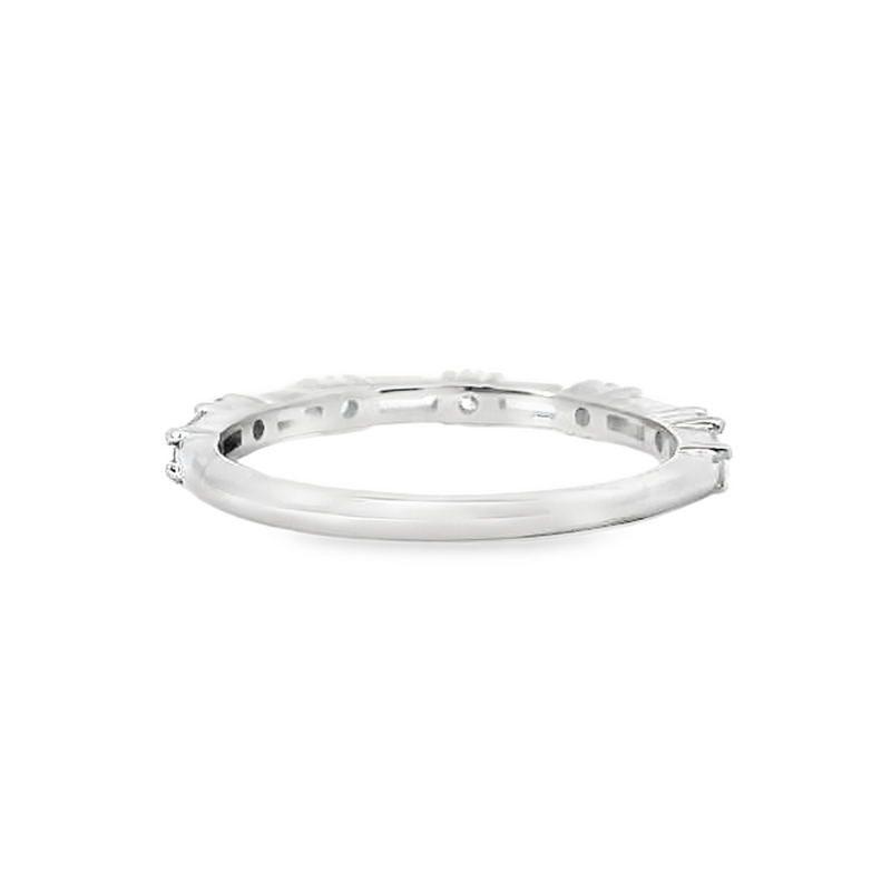 Elegant Diamond Bands 14K Gold White Stackable Anniversary 1/2 Carats Diamond Baguette & Round Anniversary Band