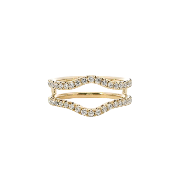 14K Yellow Gold Diamond Contoured Engagement Ring Guard, 0.55ctw