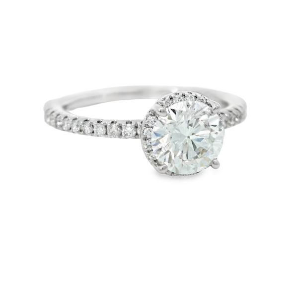 White 14 Karat Gold Lab-Grown 1-1/3 Carats Round Diamond Halo Engagement Ring