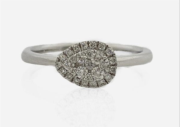 18K Gold White Halo Round Diamond Engagement Ring - 0.38 CTW Diamond