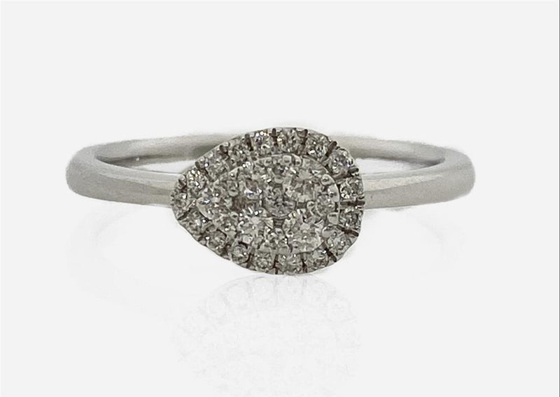 18K Gold White Halo Round Diamond Engagement Ring - 0.38 CTW Diamond