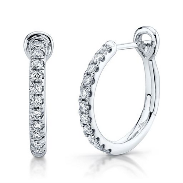 White 14 Karat Gold 1/4 Carats Diamond Small Hoop Earrings